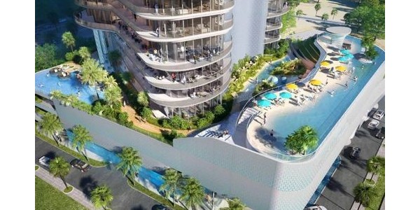 迪拜造了個公寓樓，陽臺全是無邊泳池！